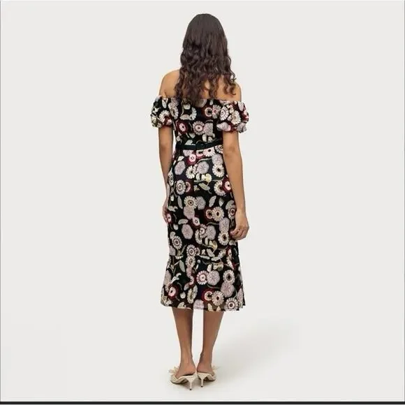 Sam Edelman Navy Blue Embroidered Floral Dress 14 NWT - Picture 3 of 8